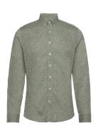 Linen/Cotton Shirt L/S Tops Shirts Casual Khaki Green Lindbergh