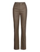 Vicommit Coated Hw Straight Pant-Noos Bottoms Trousers Straight Leg Brown Vila