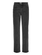 Objsava Mw Blk Straight Slit Jeans 124 Bottoms Jeans Straight-regular Black Object