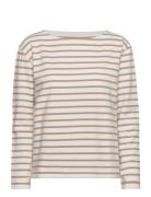 Blessed Sweatshirt Stripe Tops T-shirts & Tops Long-sleeved Beige Moshi Moshi Mind