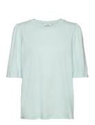 Mschtiffa Organic 2/4 Puff Tee Tops T-shirts & Tops Short-sleeved Blue MSCH Copenhagen