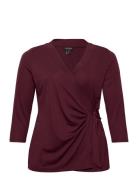 Stretch Jersey Top Tops T-shirts & Tops Long-sleeved Burgundy Lauren Women