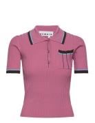 Knit Fitted Polo Shirt Tops Knitwear Jumpers Pink REMAIN Birger Christensen