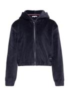 Velours Zip Through Hoodie Tops Sweatshirts & Hoodies Hoodies Navy Tommy Hilfiger