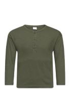 Top Ls Essential Solid Tops T-shirts Long-sleeved T-Skjorte Khaki Green Lindex