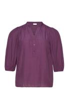 Carkeyser 3/4 Blouse Wvn Tops Blouses Short-sleeved Purple ONLY Carmakoma