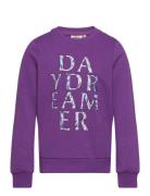 Kogphiline Reg L/S Print O-Neck Box Swt Tops Sweatshirts & Hoodies Sweatshirts Purple Kids Only