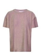 Shimmer Tee In Lurex Jersey Tops T-shirts & Tops Short-sleeved Pink Coster Copenhagen