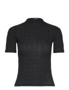 Shortsleeve Sheer Top Tops T-shirts & Tops Short-sleeved Black Gina Tricot