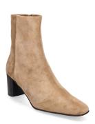 Praia Hazelnut Suede Shoes Boots Ankle Boots Ankle Boots With Heel Beige ATP Atelier
