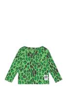 Leopard Raglan Ls Tee Tops T-shirts Long-sleeved T-Skjorte Green Mini Rodini