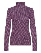 Rodebjer Kiena Leaves Tops Knitwear Turtleneck Purple RODEBJER