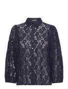 Slwela Stefani Blouse Ls Tops Blouses Long-sleeved Navy Soaked In Luxury