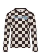 Kim Junior Checkered Longsleeve Tops T-shirts Long-sleeved T-Skjorte Multi/patterned Wood Wood