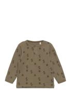 Blouse Ls W. Aop - Boys Tops T-shirts Long-sleeved T-Skjorte Green Fixoni