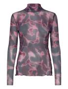 Cc Heart Eve Mesh Turtleneck Tops Blouses Long-sleeved Pink Coster Copenhagen