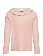 Top Drop Needle Frill Collar Tops T-shirts Long-sleeved T-Skjorte Pink Lindex