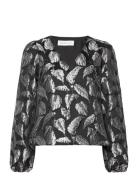 Slfpaula Silver Leaf Ls Top B Tops Blouses Long-sleeved Black Selected Femme