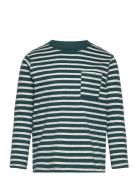 Striped Long Sleeves T-Shirt Tops T-shirts Long-sleeved T-Skjorte Green Mango