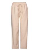 Flowy Straight-Fit Trousers With Bow Bottoms Trousers Straight Leg Beige Mango