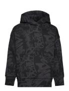 Sweatshirt Hood Aop Scribble Tops Sweatshirts & Hoodies Hoodies Black Lindex