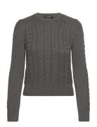 Cable-Knit Puff-Sleeve Sweater Tops Knitwear Jumpers Grey Lauren Ralph Lauren