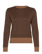 Cotton-Blend Herringb -Knit Sweater Tops Knitwear Jumpers Brown Lauren Ralph Lauren