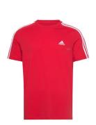 Essentials Single Jersey 3-Stripes T-Shirt Sport T-Kortærmet Skjorte Red Adidas Sportswear