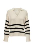 Onlmonna Ls Split Neck Collar Knt Tops Knitwear Jumpers Cream ONLY