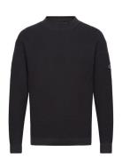 Badge Relaxed Sweater Tops Knitwear Round Necks Black Calvin Klein Jeans
