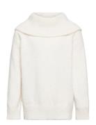Knitted Sweater With Big Colla Tops Knitwear Pullovers White Lindex