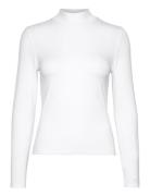 Cotton Modal Ls Mock Neck Tops Knitwear Turtleneck White Calvin Klein