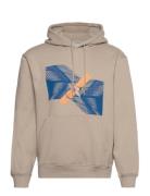 Skyscraper Urban Graphic Hoodie Tops Sweatshirts & Hoodies Hoodies Beige Calvin Klein Jeans