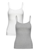 2 Pack Cami With Lace Tops T-shirts & Tops Sleeveless Grey Tommy Hilfiger