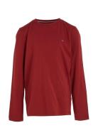 Ls Pijama With Woven Pants Tops T-shirts Long-sleeved T-Skjorte Red Tommy Hilfiger