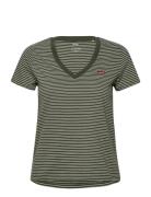 Perfect Vneck Annalise Stripe Tops T-shirts & Tops Short-sleeved Green LEVI´S Women