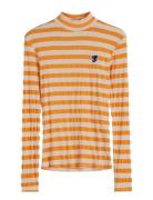 Ribbed Striped Long Sleeve T-Shirt Tops T-shirts & Tops Long-sleeved Orange Bobo Choses
