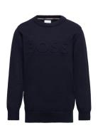 Pullover Tops Knitwear Pullovers Navy BOSS