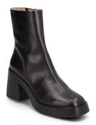 Bootie - Block Heel - With Zippe Shoes Boots Ankle Boots Ankle Boots With Heel Black ANGULUS