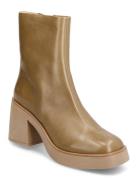Bootie - Block Heel - With Zippe Shoes Boots Ankle Boots Ankle Boots With Heel Beige ANGULUS