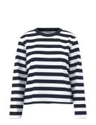 Slfessential Ls Striped Boxy Tee Noos Tops T-shirts & Tops Long-sleeved Navy Selected Femme