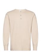 Slhphillip Ls Henley Noos Tops T-Langærmet Skjorte Cream Selected Homme