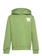 Izzy Junior Aa Moss Hoodie Tops Sweatshirts & Hoodies Hoodies Green Wood Wood