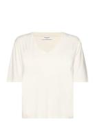 Rwbiarritz Ss V-Neck T-Shirt Tops T-shirts & Tops Short-sleeved White Rosemunde