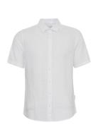 Cfaksel Ss Linen Mix Shirt Tops Shirts Short-sleeved White Casual Friday