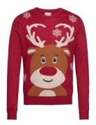 The Loving Reindeer Tops Knitwear Round Necks Red Christmas Sweats