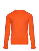 Nkfvianna Ls Slim Knit N Tops T-shirts Long-sleeved T-Skjorte Orange Name It