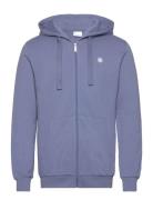 Ask Regular Zip Hood Kangaroo Badge Tops Sweatshirts & Hoodies Hoodies Blue Knowledge Cotton Apparel