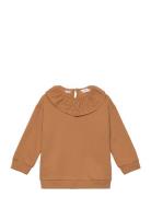 Babydoll Neck Sweatshirt Tops Sweatshirts & Hoodies Sweatshirts Brown Mango