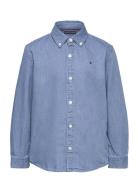 Denim Chambray Shirt L/S Tops Shirts Long-sleeved Shirts Blue Tommy Hilfiger